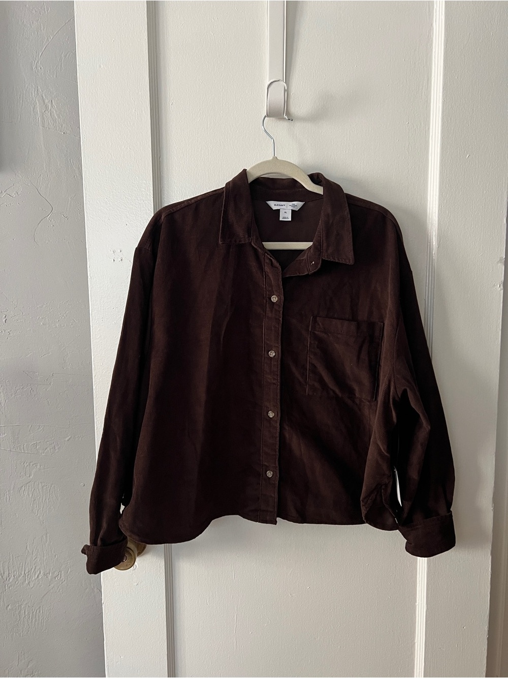 Old Navy Dark Brown Cropped Corduroy Button-Front Jacket